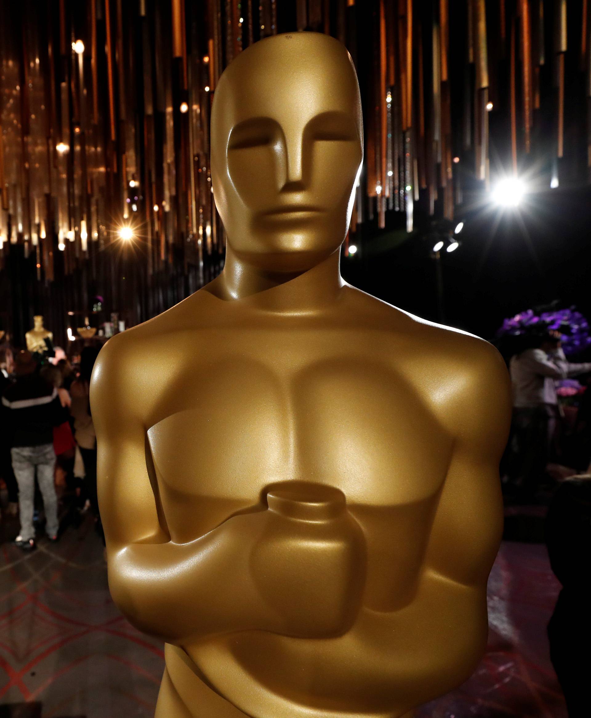 An Oscar statue is pictured during a media preview of this year's Academy's Governors Ball in Los Angeles