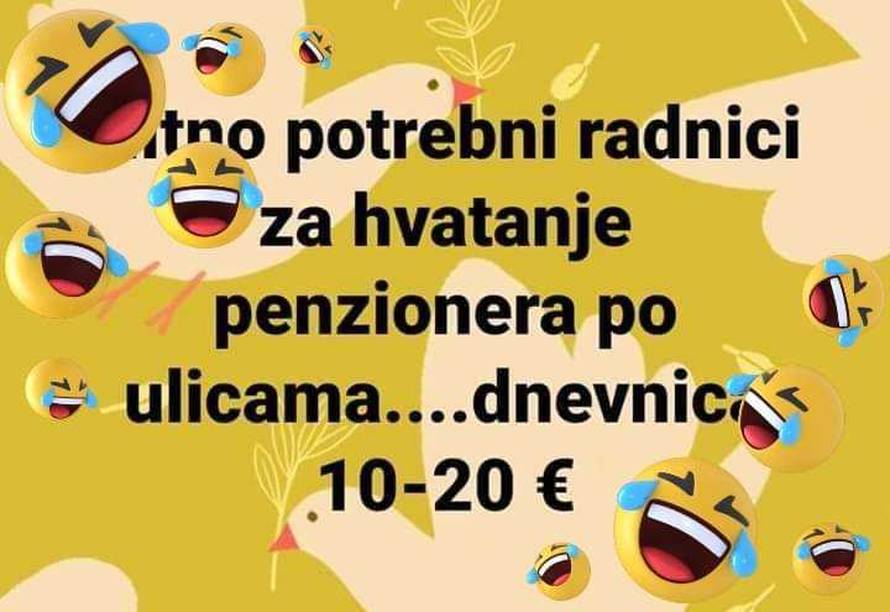 'Traže se radnici koji bi hvatali penzionere po vani, 20 € dan!'