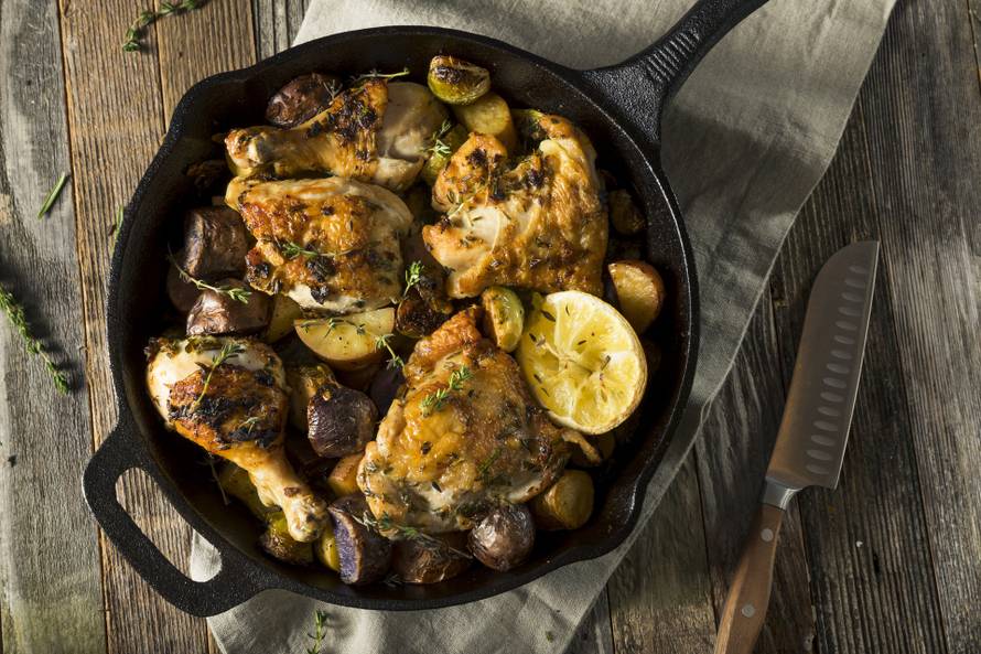 Homemade Baked Chicken in a Skillet