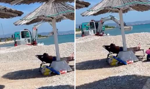 VIDEO 'Nema boljeg odmora od zvuka bagera': On u hladu, a bager s plaže  uzima šljunak