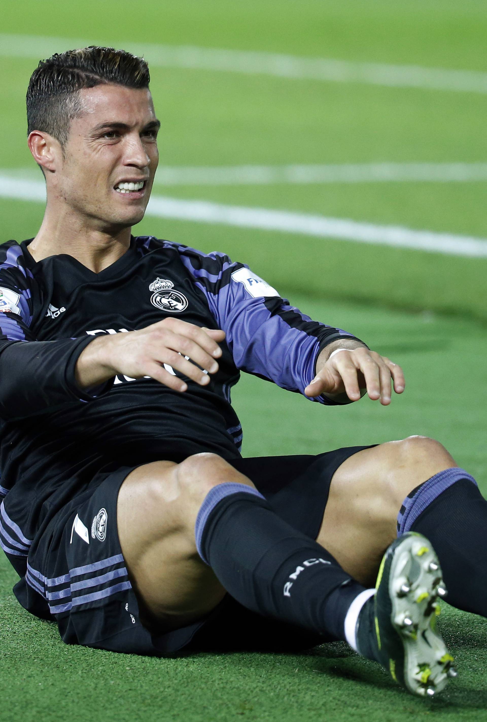 Real Madrid's Cristiano Ronaldo after sustaining an injury