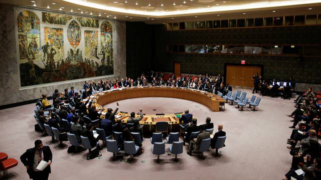 Members of the United Nations Security Council vote for ceasefire to Syrian bombing in eastern Ghouta, at the United Nations headquarters in New York