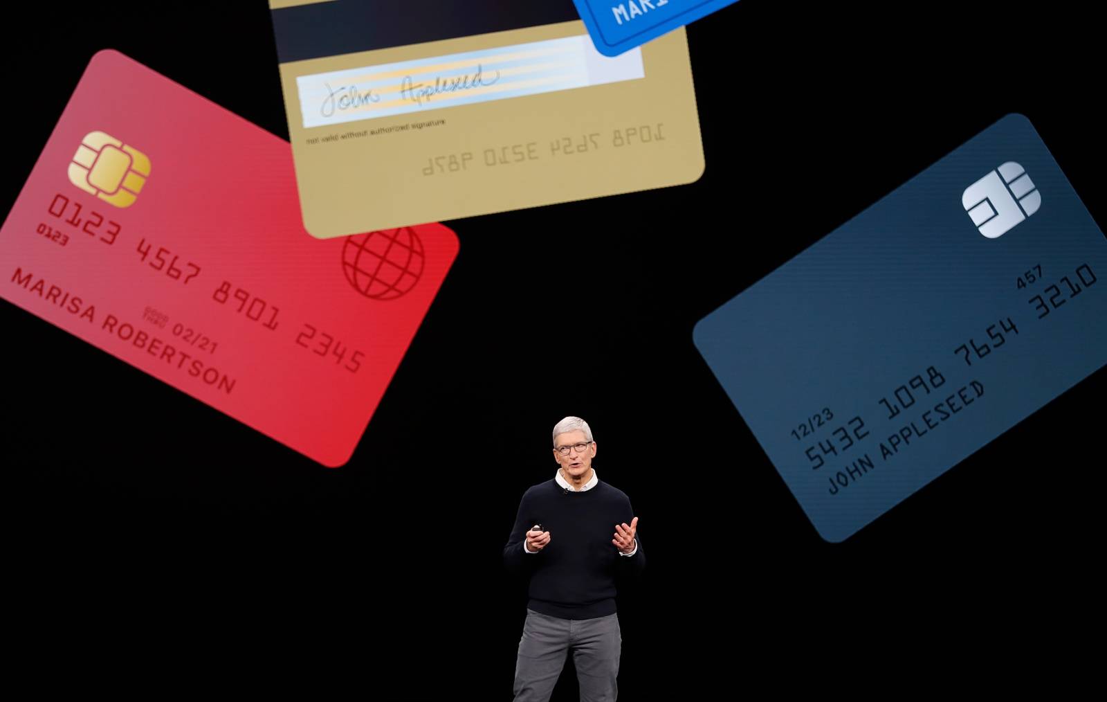 Tim Cook, CEO of Apple, speaks during an Apple special event at the Steve Jobs Theater in Cupertino