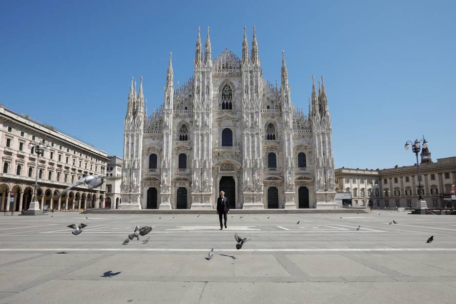 Italian opera singer Andrea Bocelli participates in ''Music for hope'' event at an empty Duomo Cathedral in Milan