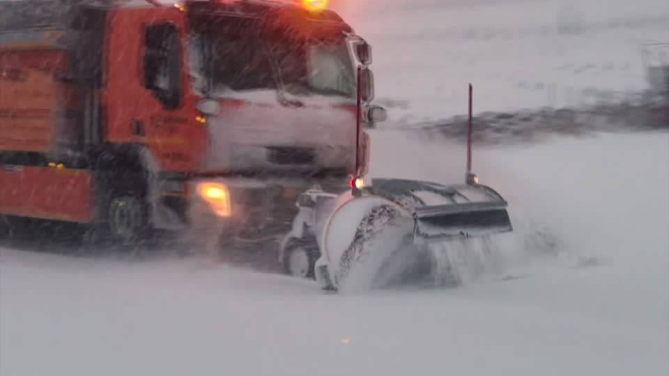 Snow blankets motorway in northern England as Storm Bert hits