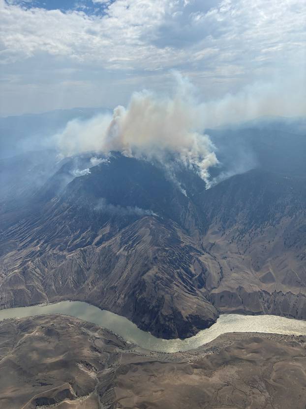 Smoke rises from the French Bar Creek wildfire in B.C.