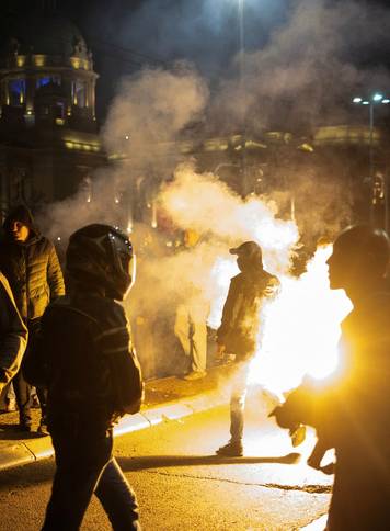 Protest near the Serbian parliament in Belgrade