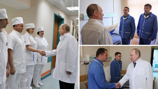 FOTO Putin posjetio ranjene ruske vojnike u bolnici, u pratnji i ministar obrane Sergej Šojgu