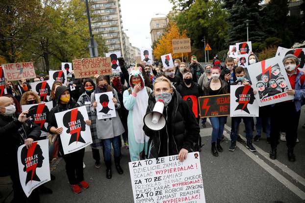 FILE PHOTO: Protest against imposing further restrictions on abortion law, in Warsaw