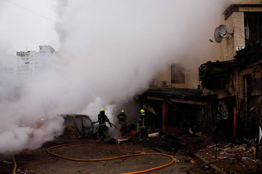 Aftermath of a Russian missile and drone attack, in Kyiv