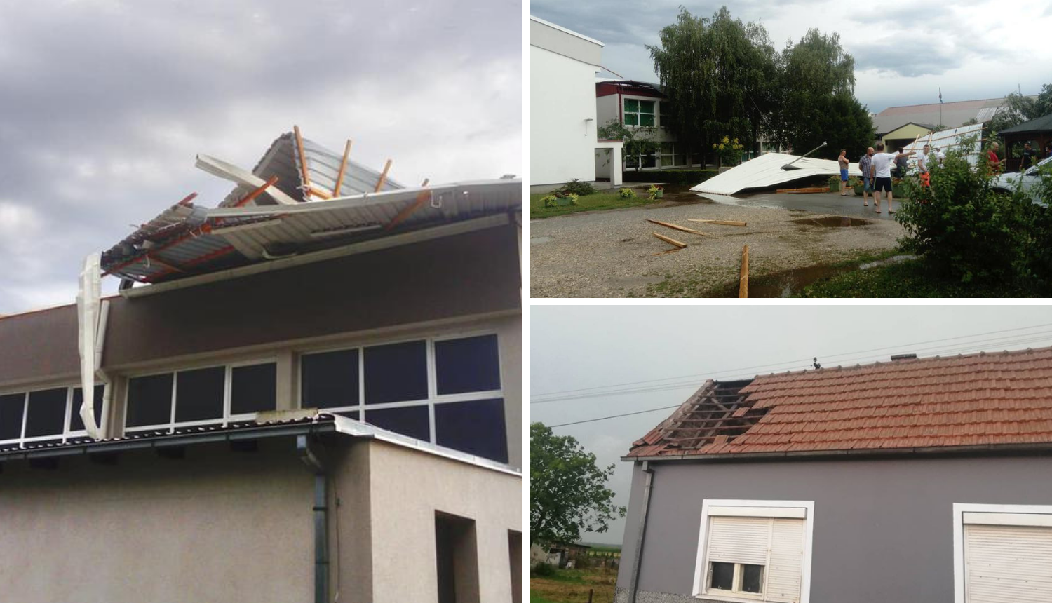 Jak vjetar ruši krovove: Palo je i krovište sa škole u Pitomači