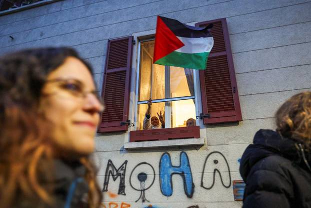 Demonstrators protest the 2026 Winter Olympics in Milan