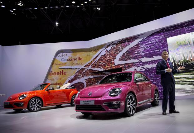 FILE PHOTO: Michael Horn president and CEO of Volkswagen Group of America unveils the new Beetle at the 2015 New York International Auto Show in New York City