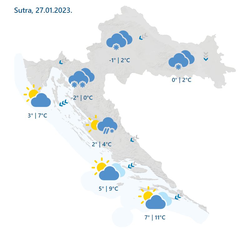 Za vikend bit će još snijega, na Jadranu i jaka bura: Početkom tjedna stiže promjena vremena