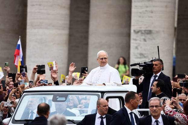 Pope Leo XIV holds his first general audience in St. Peter's Square at the Vatican