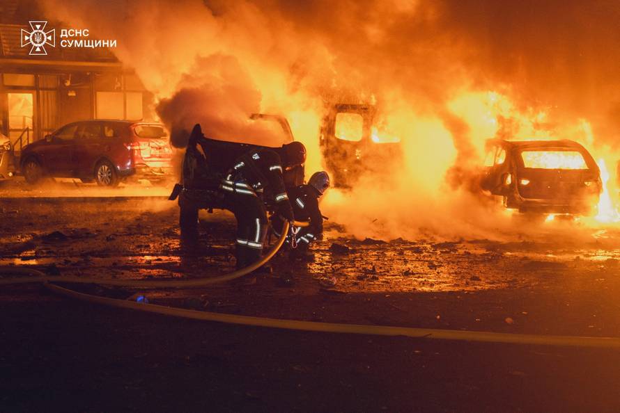 Aftermath of a Russian drone attack in Sumy