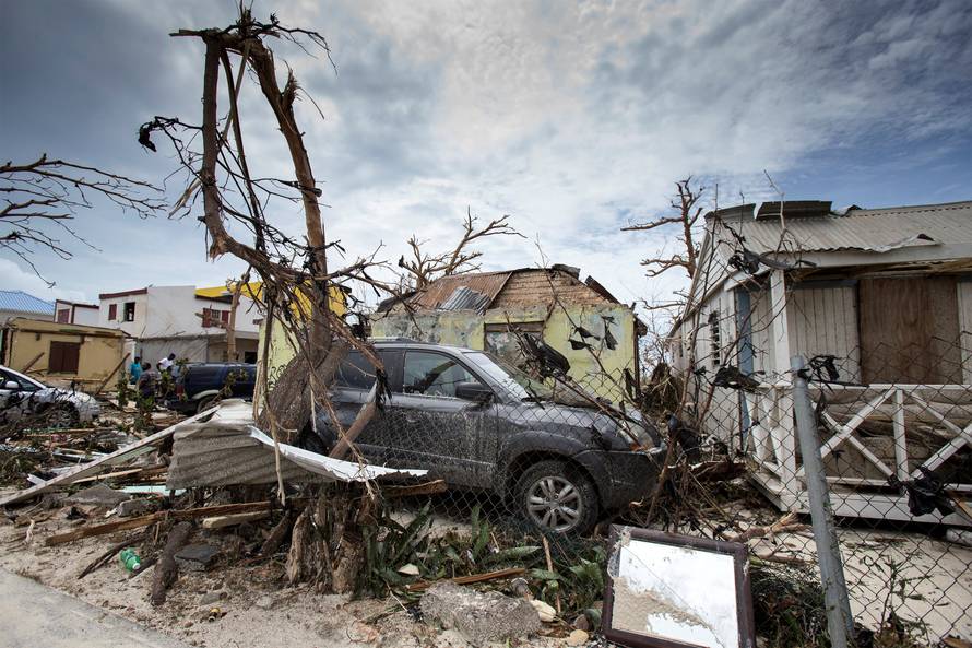 View of the aftermath of Hurricane Irma on Sint Maarten Dutch part of Saint Martin island in the Carribean