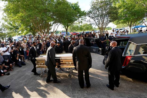 The casket of George Floyd is removed after a public visitation for Floyd