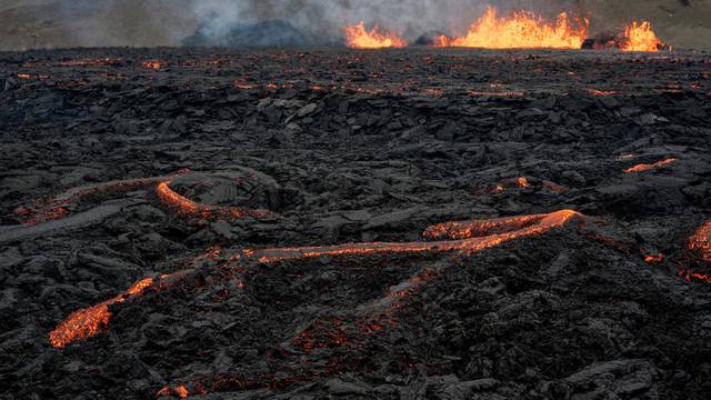 FILE PHOTO: Iceland's Fagradalsfjall volcano sputters lava 20 miles from Reykjavik