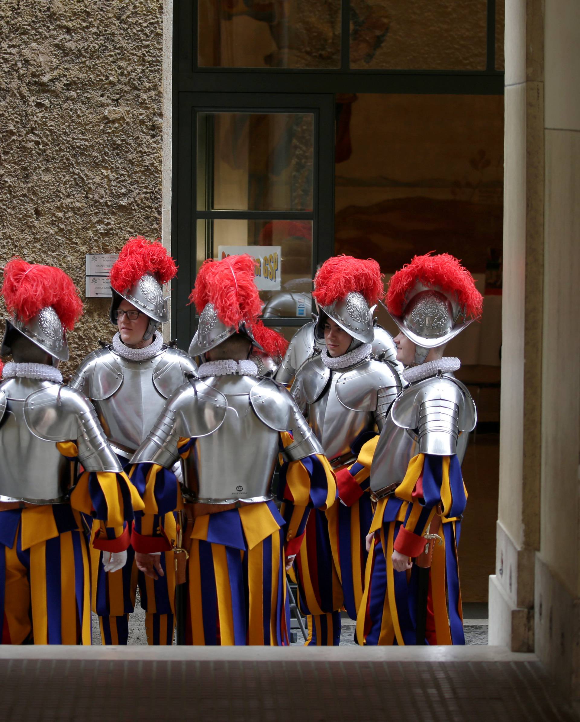 New recruits of the Vaticanâs elite Swiss Guard prepare for the swearing-in ceremony at the Vatican