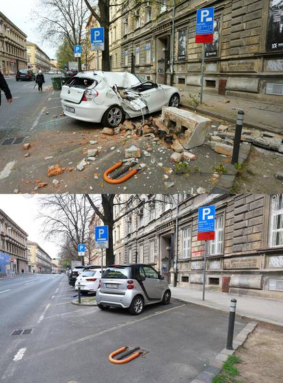 Lokacije Zagreba nakon potresa i danas, nakon tri godine