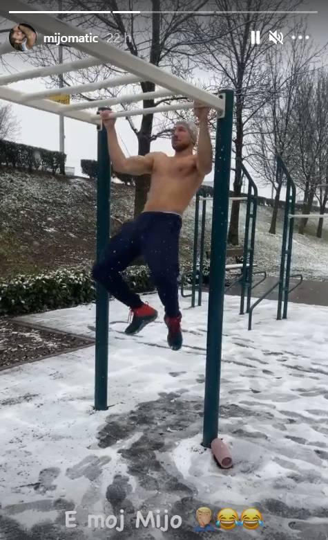 Golica maštu i zimi: Mijo izašao na trening po snijegu bez majice