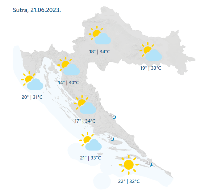 Pali se meteoalarm: Sutra će biti jako vruće i sparno, u dijelu Hrvatske bit će i do 34 stupnja