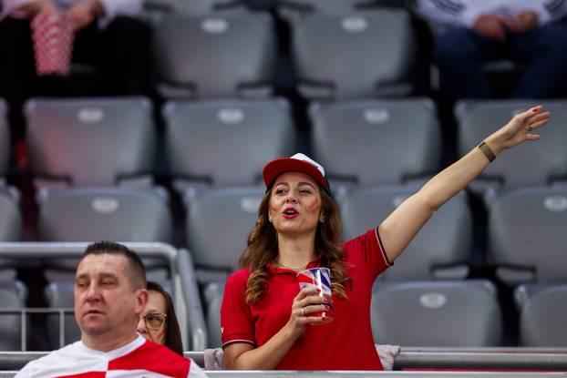 Zagreb: Navijači na susretu Hrvatske i Mađarske na IHF Svjetskom rukometnom prvenstvu 2025. 