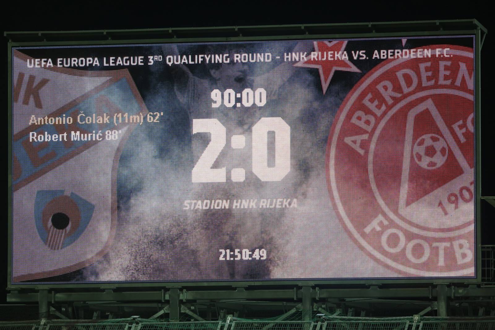 Rijeka: Prva utakmica 3. pretkola Europske lige, HNK Rijeka - Aberdeen FC