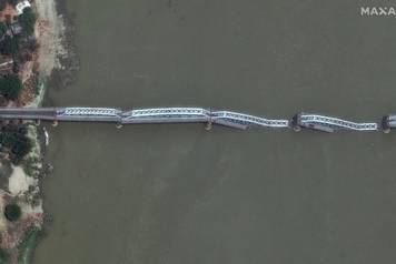A satellite image shows the Inwa Bridge in Mandalay