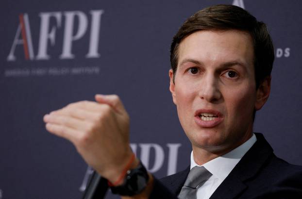 FILE PHOTO: Former White House senior advisor Jared Kushner speaks about Abraham Accords at America First Policy Institute in Washington