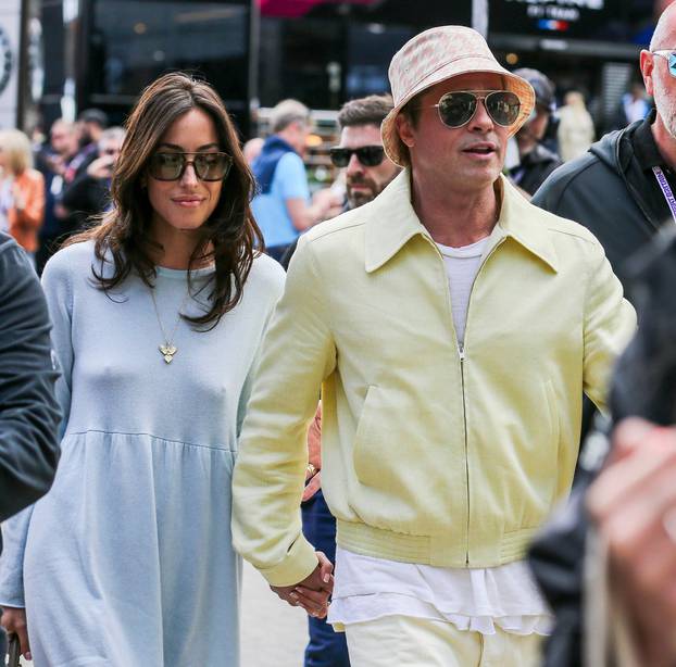 Formula One British Grand Prix Brad Pitt and partner arrive ahead of the Formula One Qatar Airways British Grand Prix at