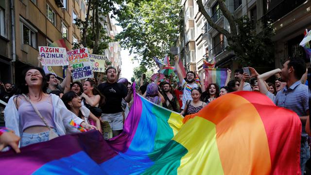 Turkey's LGBT+ community gather for a pride parade, in Istanbul