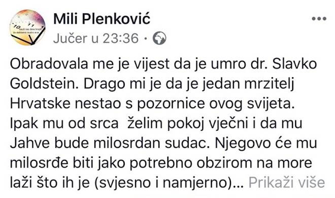 Don Plenković: 'Obradovala me vijest da je umro Goldstein...'