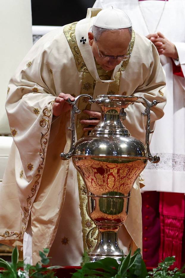 Pope Leo XIV leads the Chrism Mass in St. Peter's Basilica at the Vatican