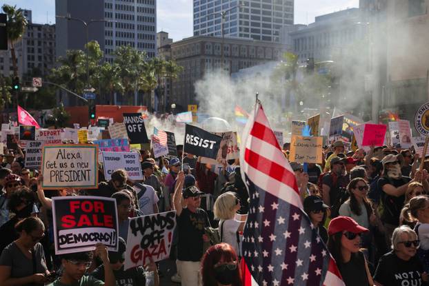 Anti-Trump 'Hands Off!' protest, in Los Angeles