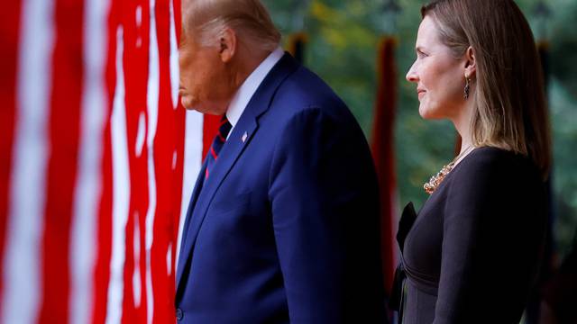 U.S President Donald Trump holds an event to announce his nominee of U.S. Court of Appeals for the Seventh Circuit Judge Amy Coney Barrett to fill the Supreme Court seat