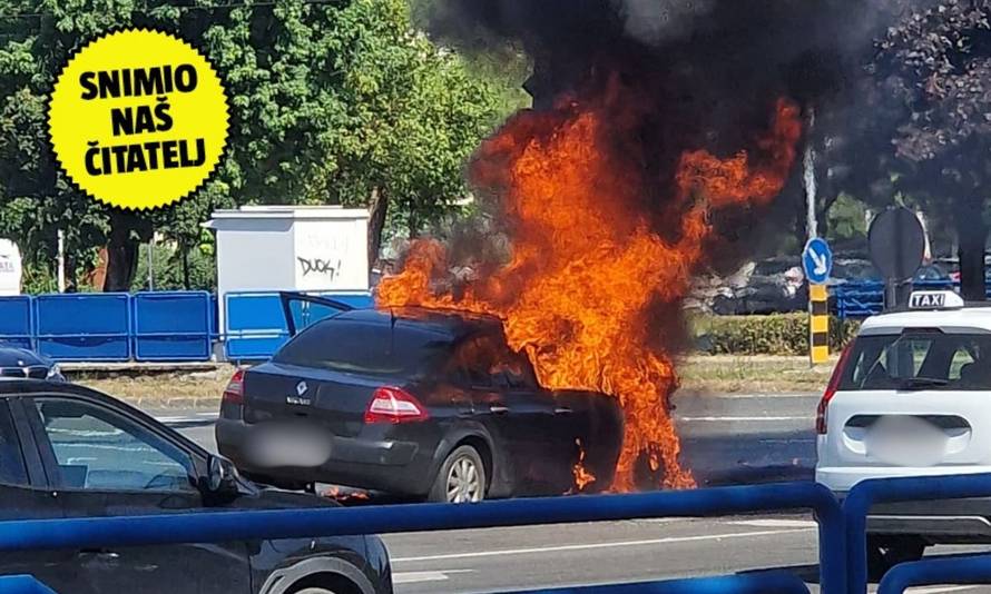 DRAMATIČNA SNIMKA Zabio se u semafor u Zagrebu i zapalio!