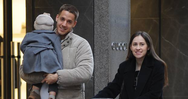 **KIDS - NEEDS CHECKING** Mario Pasalic, Striker Of Atalanta And The Croatian National Team, Spotted Out With His Wife Marija And Son Luka - 07 Feb 2024