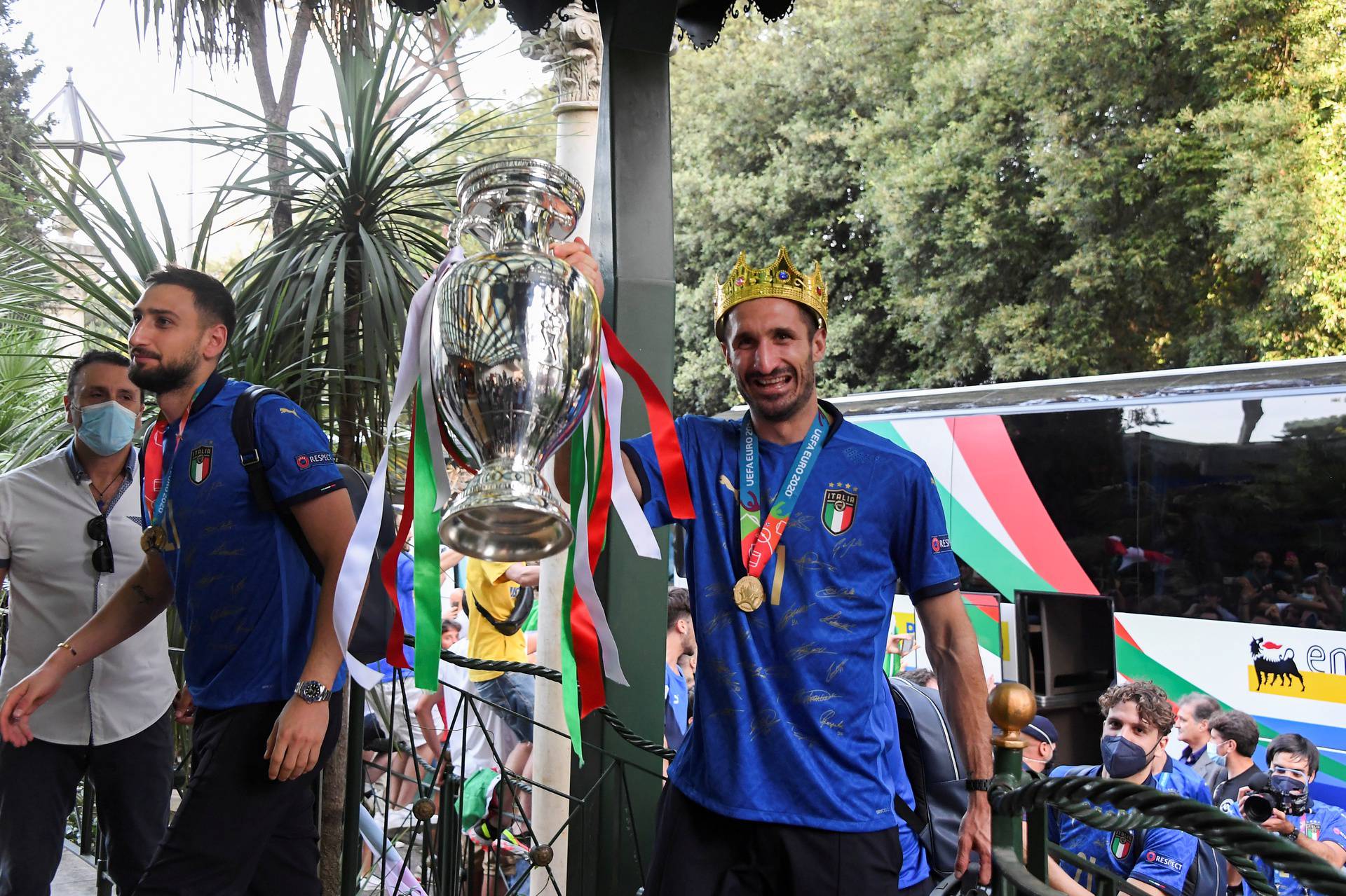 Euro 2020 - Italy players arrive at hotel in Rome after winning the European Championship