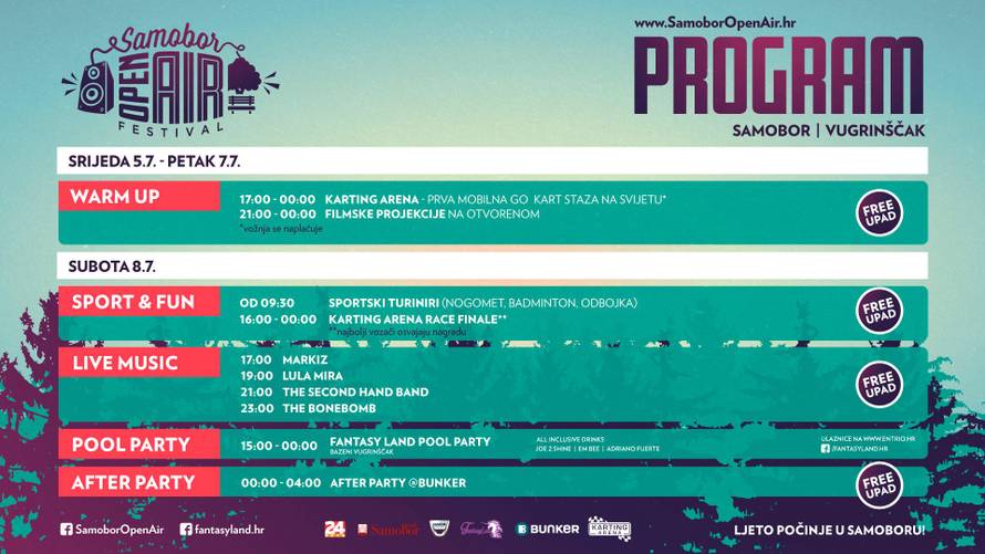 Posjetitelje na Samobor Open Air-u očekuje provod do jutra
