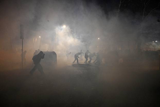 Protest in support of Askatasuna social centre in Turin, Italy