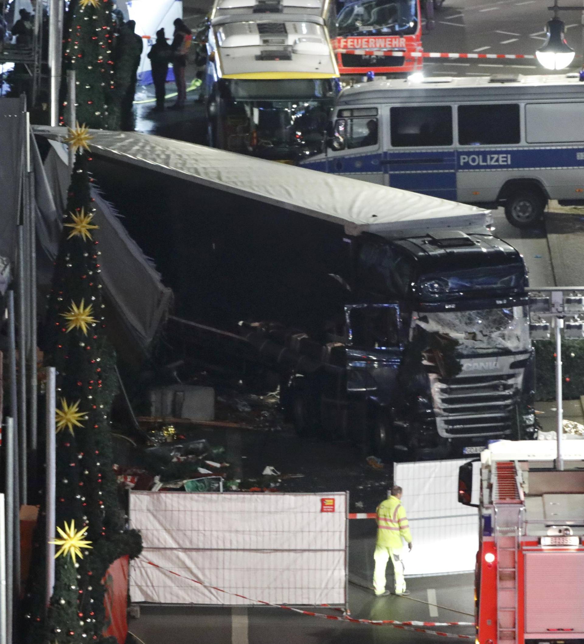 A general view shows the site where a truck ploughed through a Berlin Christmas market