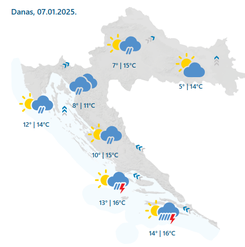 Kiša, sunce pa ponovo snijeg? U Dubrovniku jutros izmjerili 15°C, za kraj tjedna novi minusi