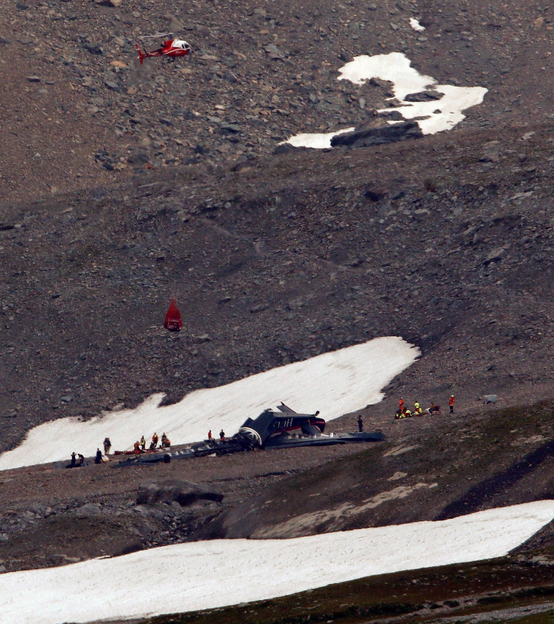 A general view of the accident site of a Junkers Ju-52 airplane near Flims