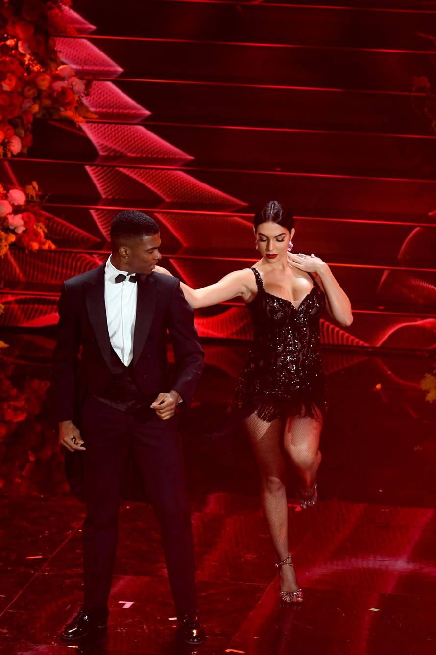 Sanremo, 70th Italian song festival 2020. Third evening. Georgina Rodriguez's Tango