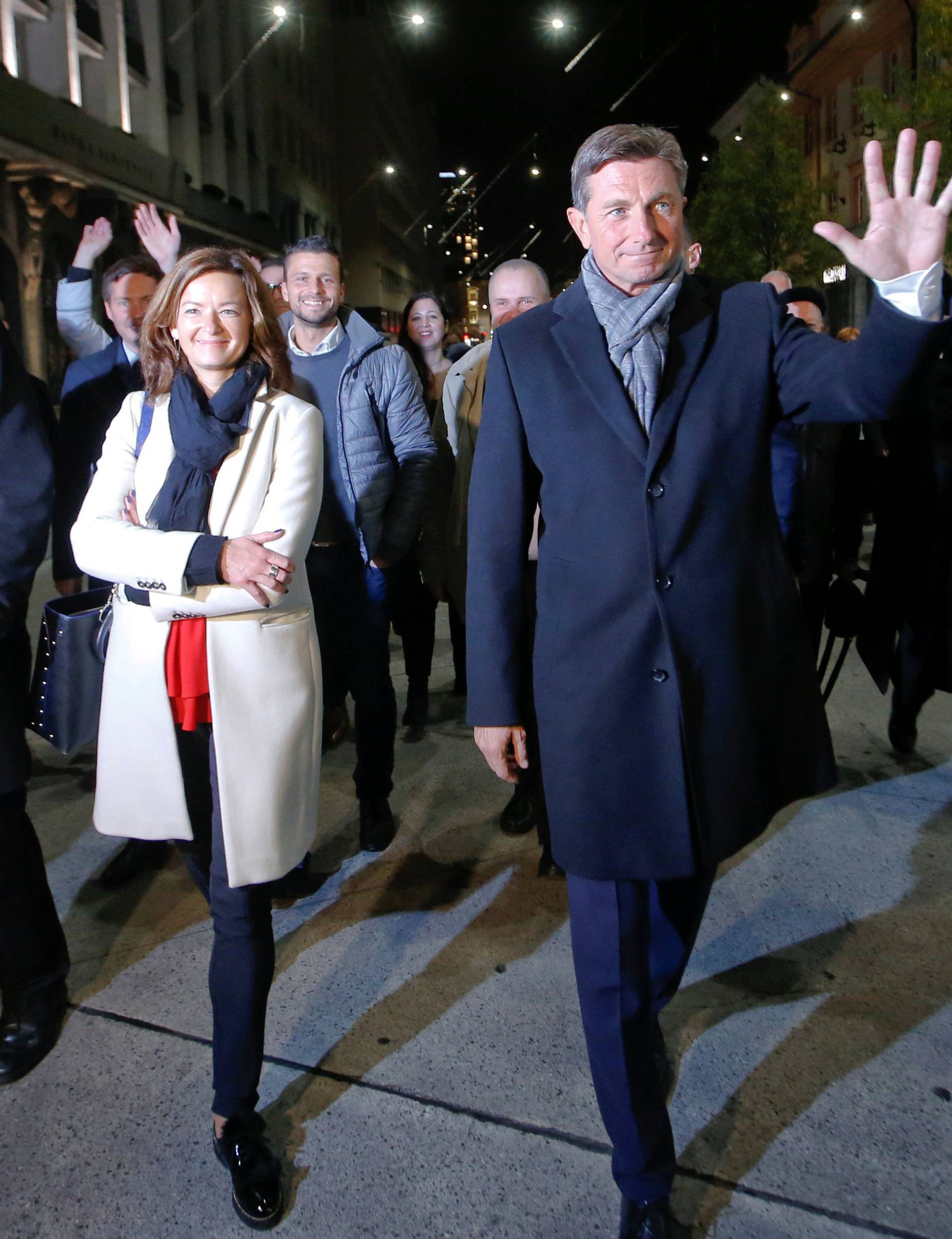 Current President and presidential candidate Borut Pahor reacts after first results of the second round of the presidential elections in Ljubljana