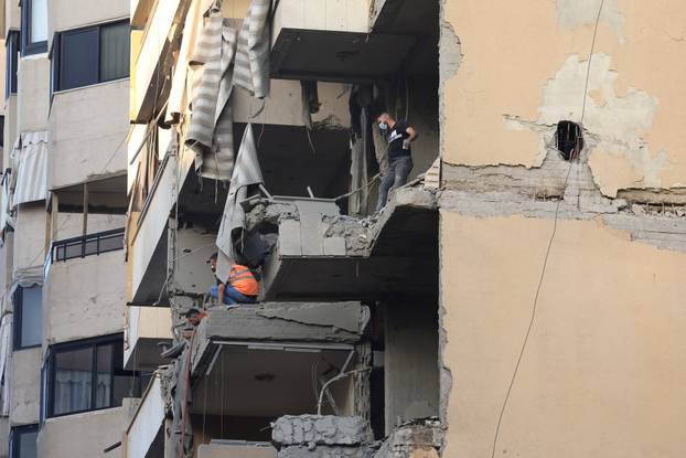 Aftermath of Israeli military strike in Beirut's southern suburbs
