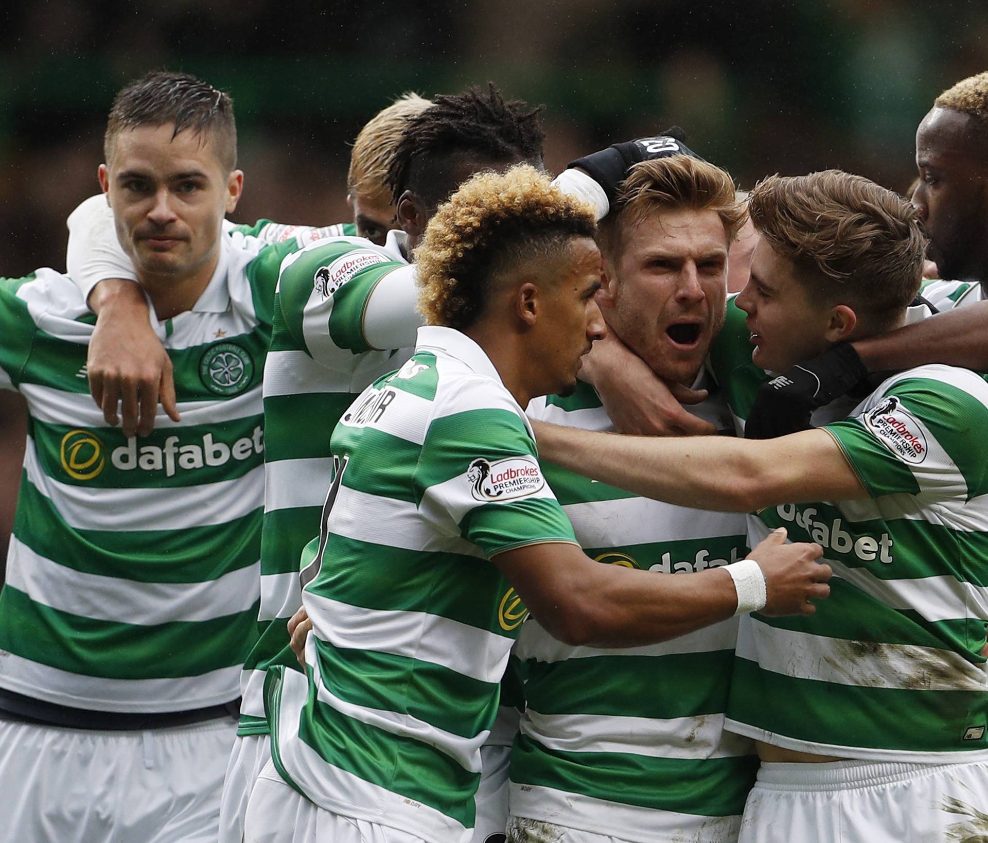 Celtic's Stuart Armstrong celebrates scoring their first goal