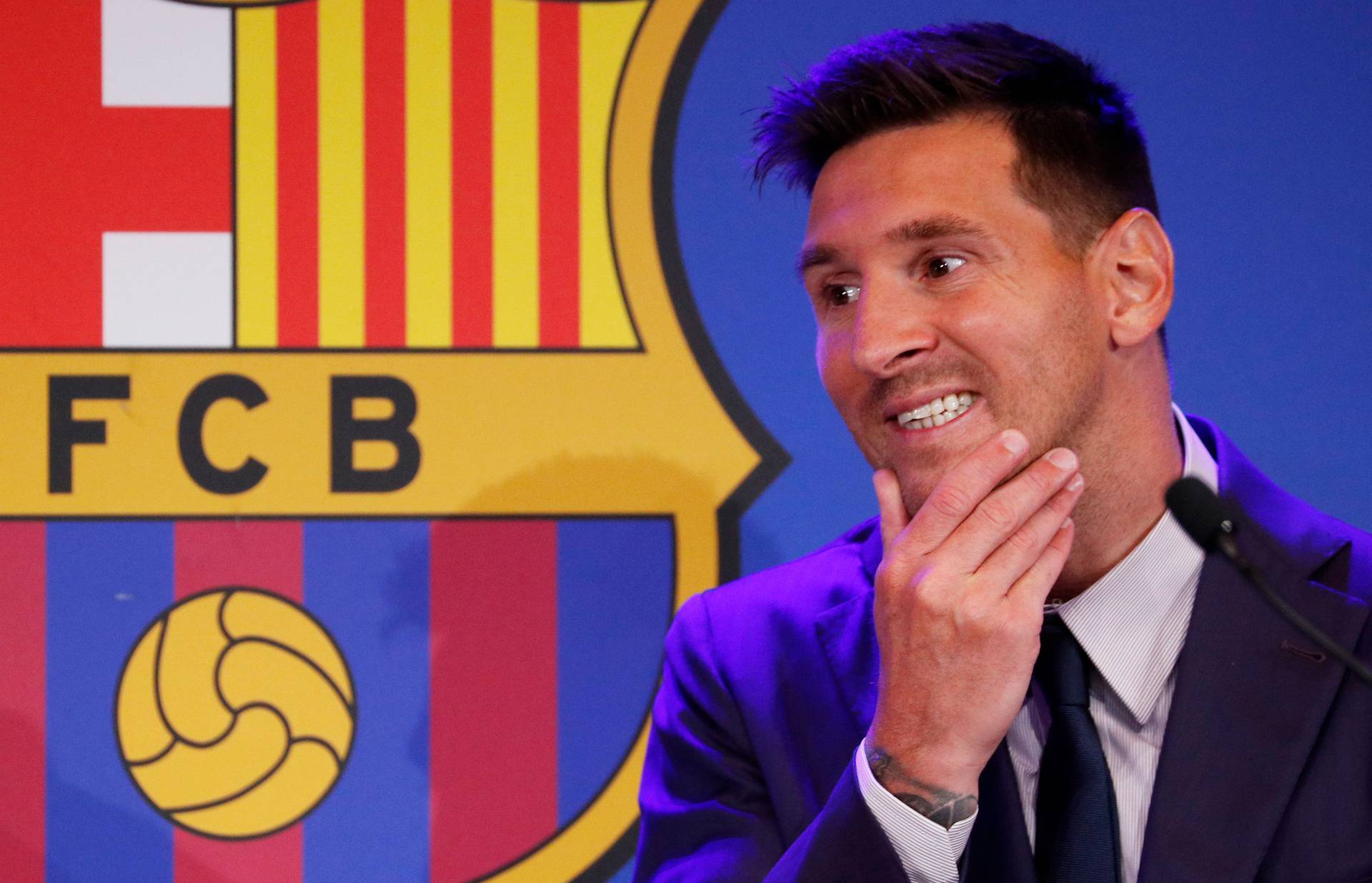 Lionel Messi holds an FC Barcelona press conference